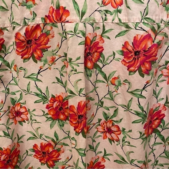 CHARTER CLUB Women Floral Linen Blend Button Long Sleeve Shirt Size Large - Picture 5 of 9